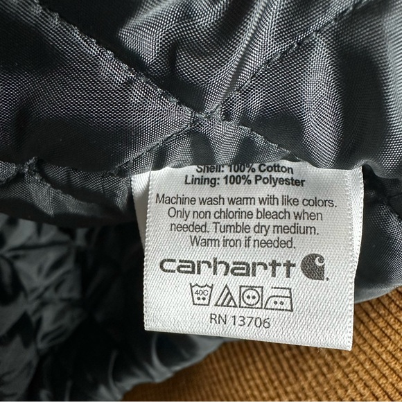 Vintage Carhartt Jacket Brown Duck Canvas Hooded Faded Zip Y2K Youth Large 14/16 - Picture 6 of 8